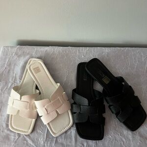Woman’s Square toe Sandal Bundle size 9-9.5 blank and white